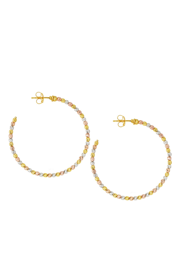 TOMEI Lusso Italia Tri-Tone Beads Hoop Earrings, Yellow Gold 916