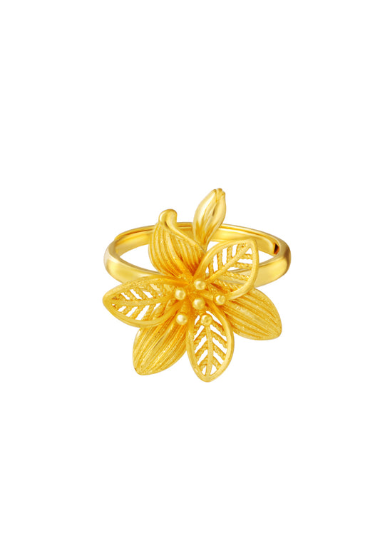 TOMEI x Xifu Flower Ring, Yellow Gold 999