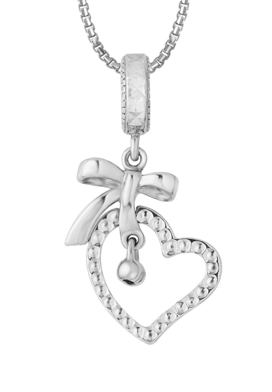 TOMEI Love Charm/Pendant with Ribbon Bow | White Gold 585 (14K) (P5619)
