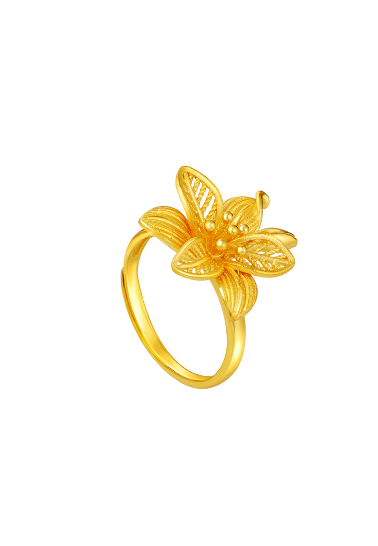 TOMEI x Xifu Flower Ring, Yellow Gold 999