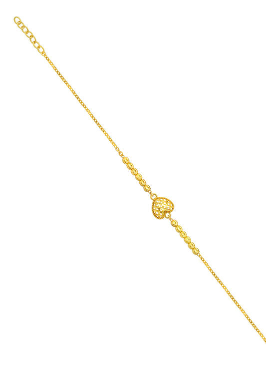 TOMEI Heart Net Bracelet, Yellow Gold 916