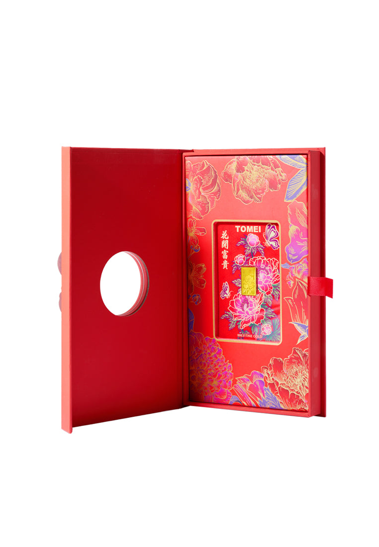 TOMEI Hua Kai Fu Gui Flower Gold Bar 3.11G | Fine Gold 9999