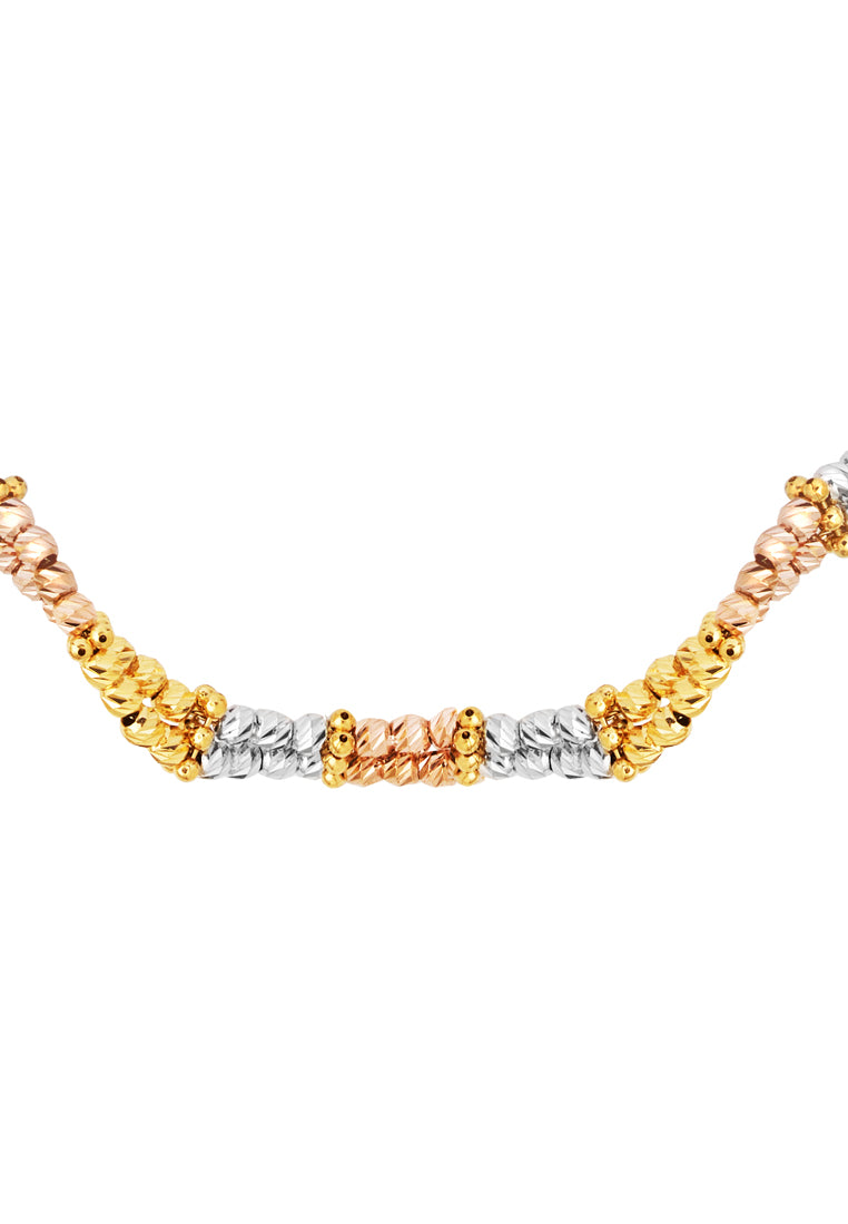 TOMEI Lusso Italia Tri-Tone Beads Necklace, Yellow Gold 916