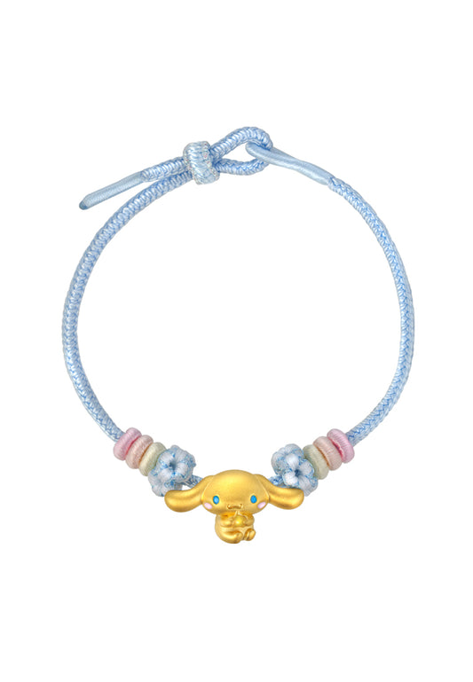TOMEI X Sanrio Cinnamoroll 5D Charm with Blue Rope Bracelet, Yellow Gold 999