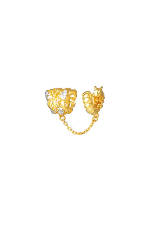 TOMEI Butterfly & Caterpillar Charm, Yellow Gold 916