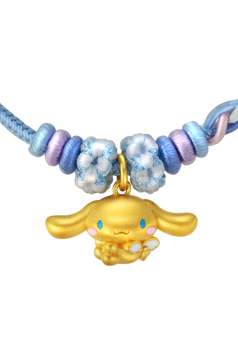 TOMEI X Sanrio Cinnamoroll 5D Charm with Blue Rope Bracelet, Yellow Gold 999