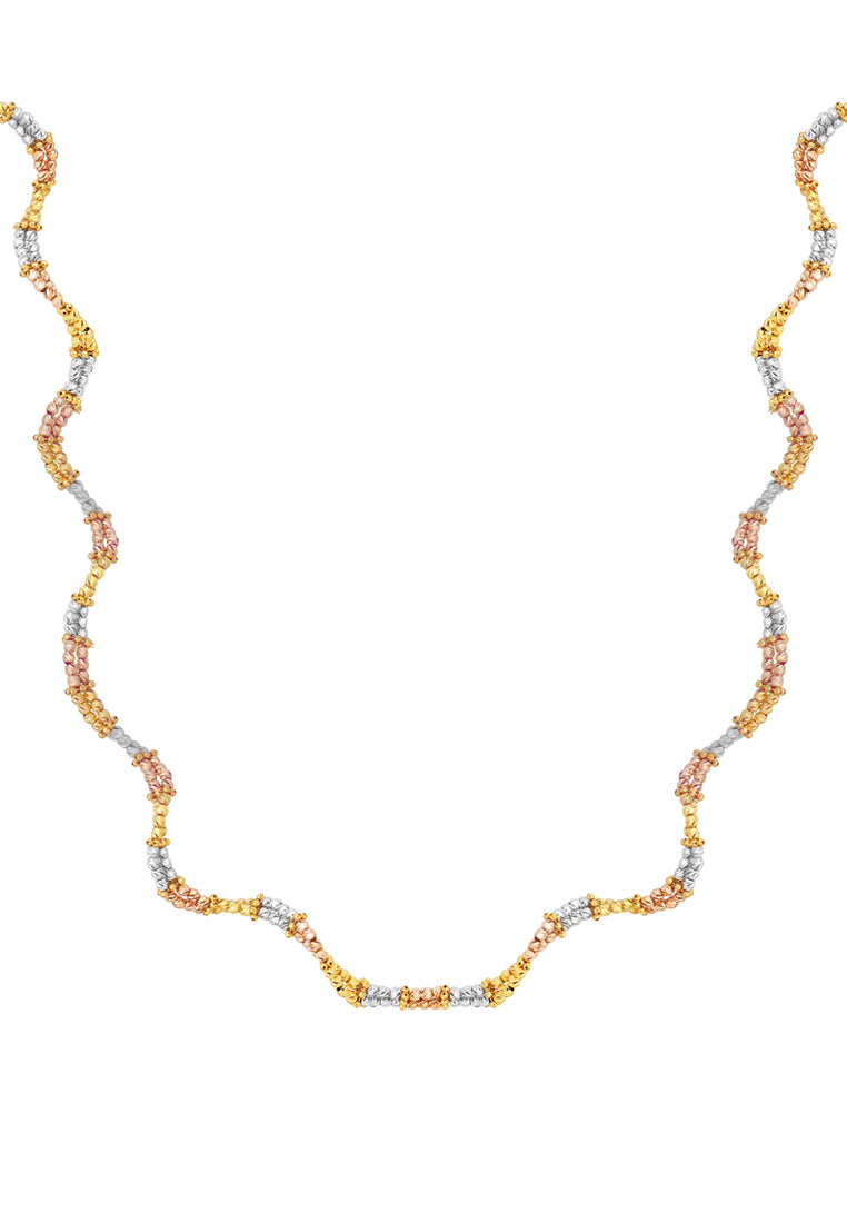 TOMEI Lusso Italia Tri-Tone Beads Necklace, Yellow Gold 916