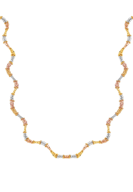 TOMEI Lusso Italia Tri-Tone Beads Necklace, Yellow Gold 916