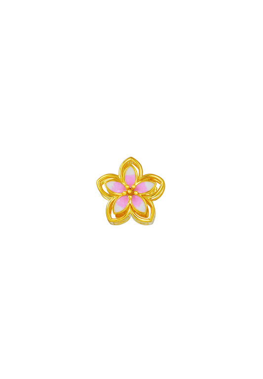 TOMEI Chomel Collection Pink Flower Charm, Yellow Gold 916