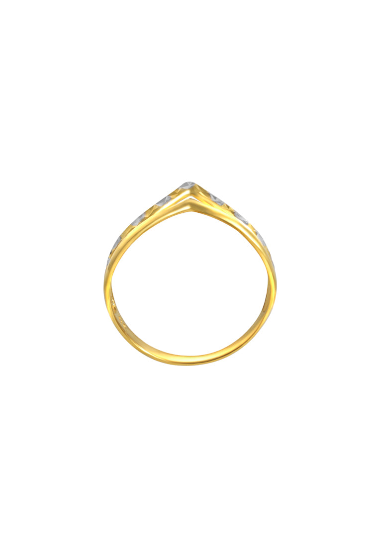 TOMEI Dual-Tone V-Ring, Yellow Gold 916