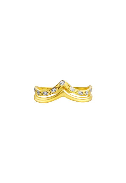 TOMEI Dual-Tone V-Ring, Yellow Gold 916