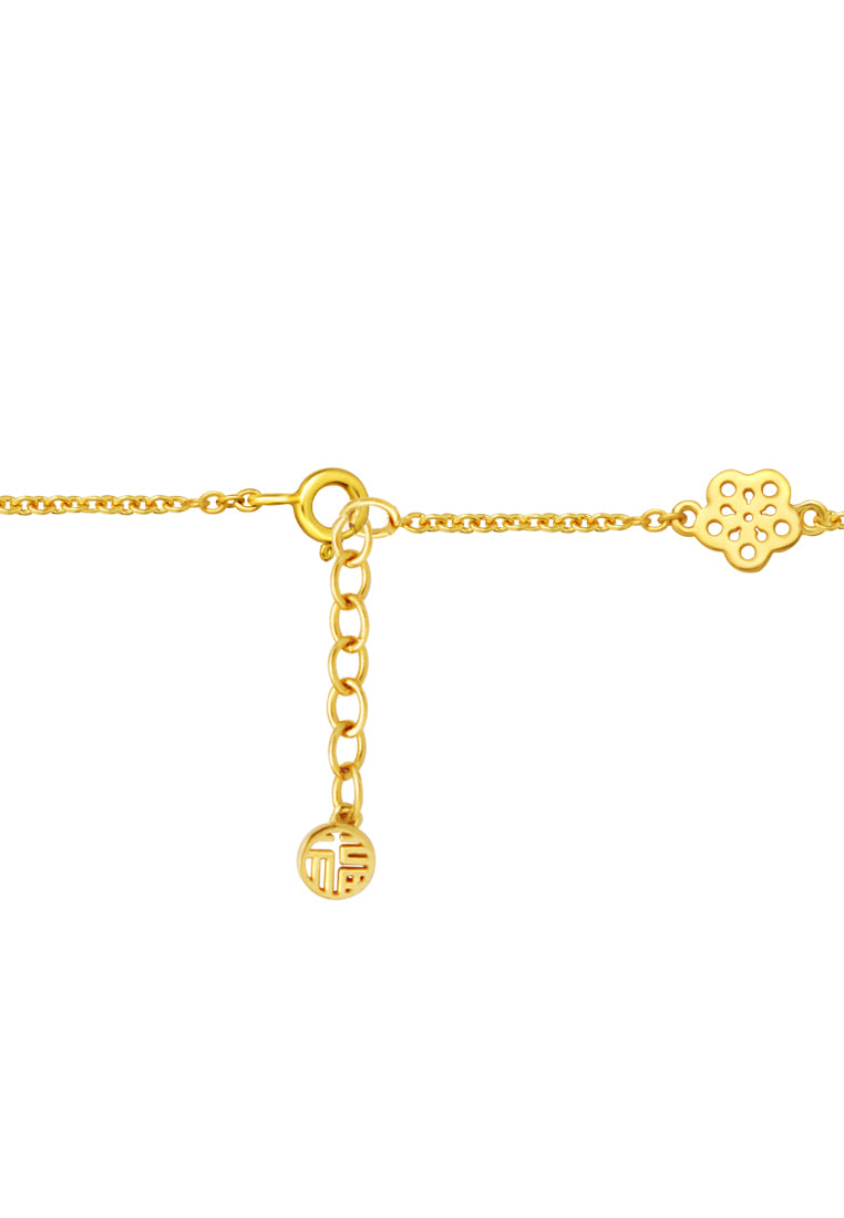 TOMEI Diamond Cut Collection Wealthy Flower Bracelet, Yellow Gold 916