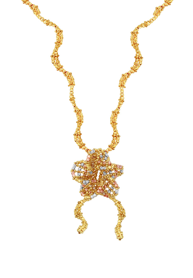 TOMEI Lusso Italia Tri-Tone Floral Necklace, Yellow Gold 916