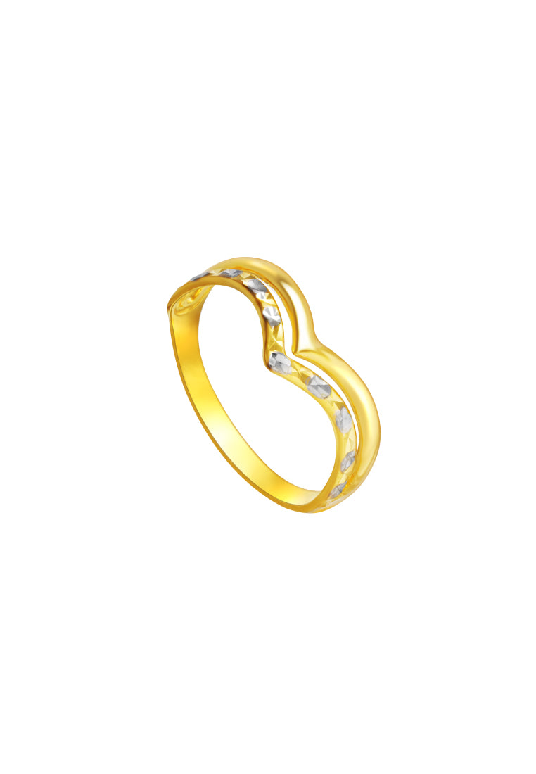 TOMEI Dual-Tone V-Ring, Yellow Gold 916