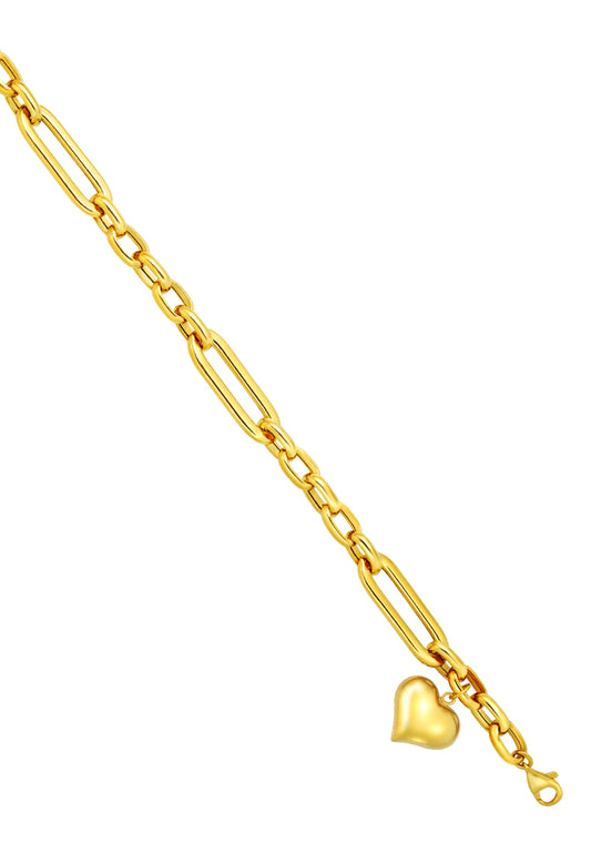 TOMEI Chubby Heart Bracelet, Yellow Gold 916