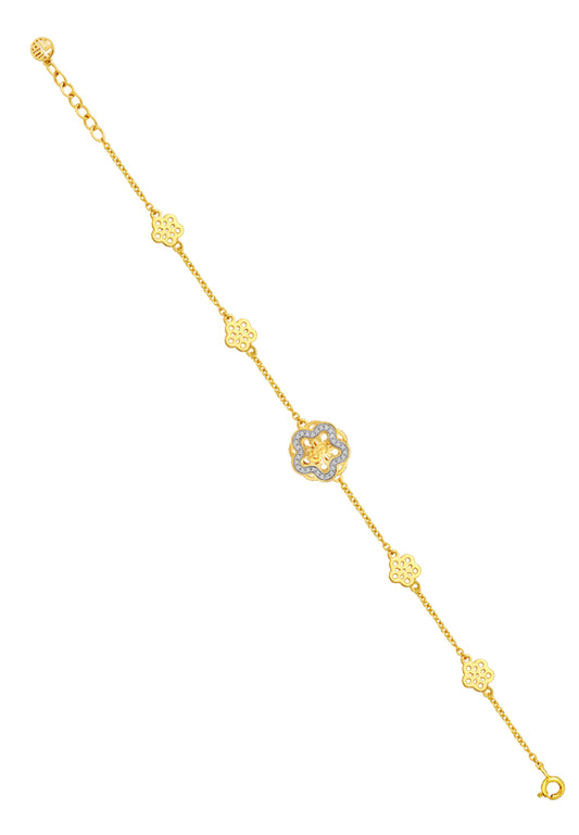 TOMEI Diamond Cut Collection Wealthy Flower Bracelet, Yellow Gold 916