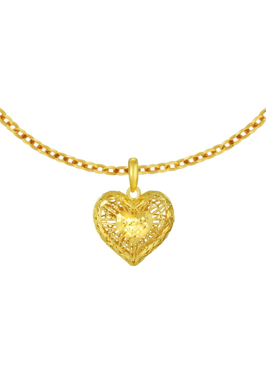 TOMEI Heart Pendant, Yellow Gold 916