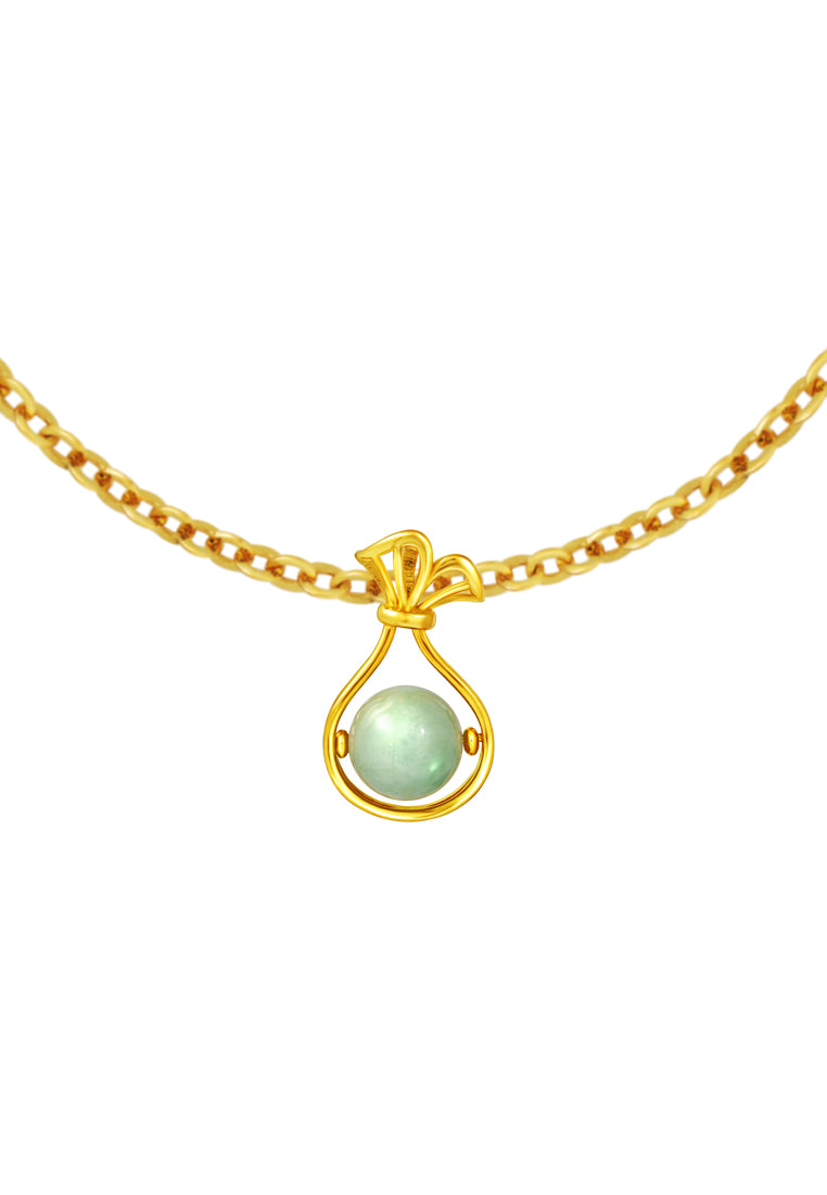 TOMEI Money Bag Jade Pendant, Yellow Gold 916