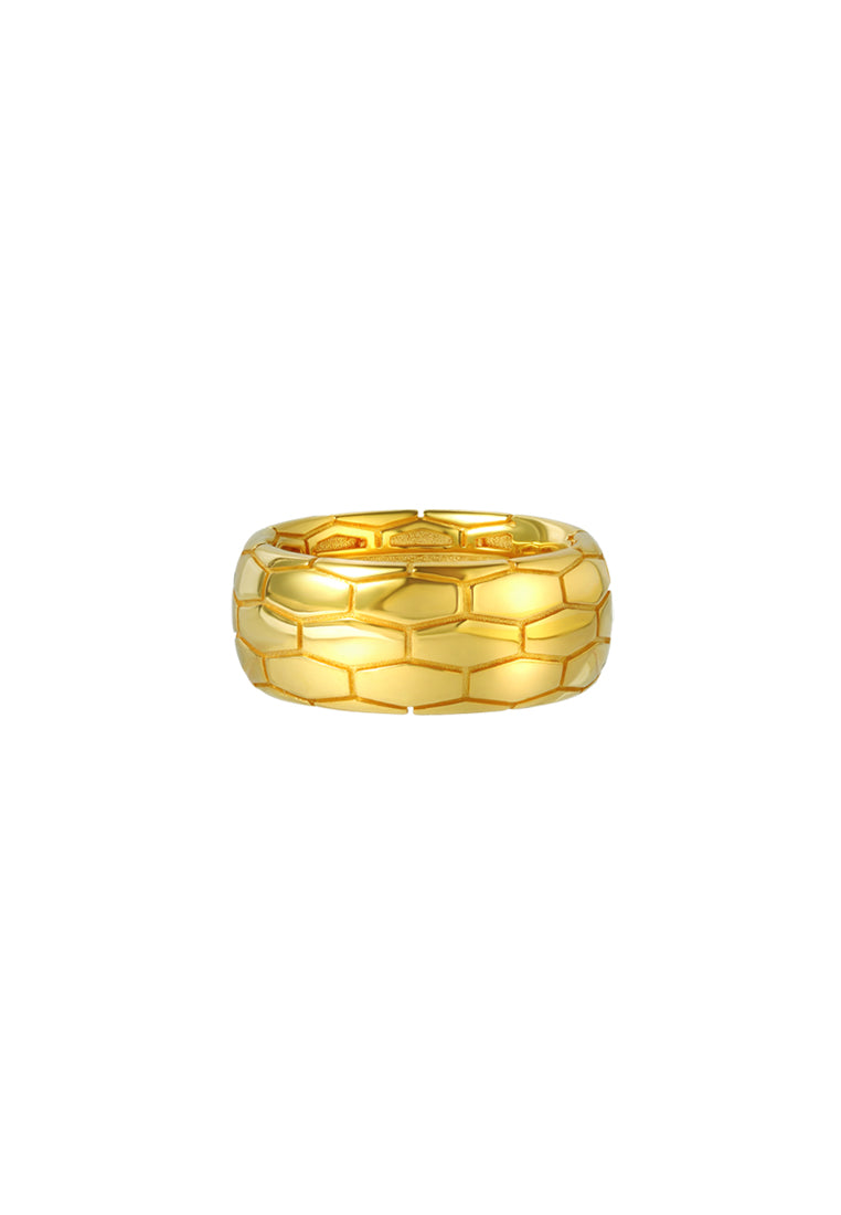 TOMEI Honeycomb-inspired Pattern Ring, Yellow Gold 916