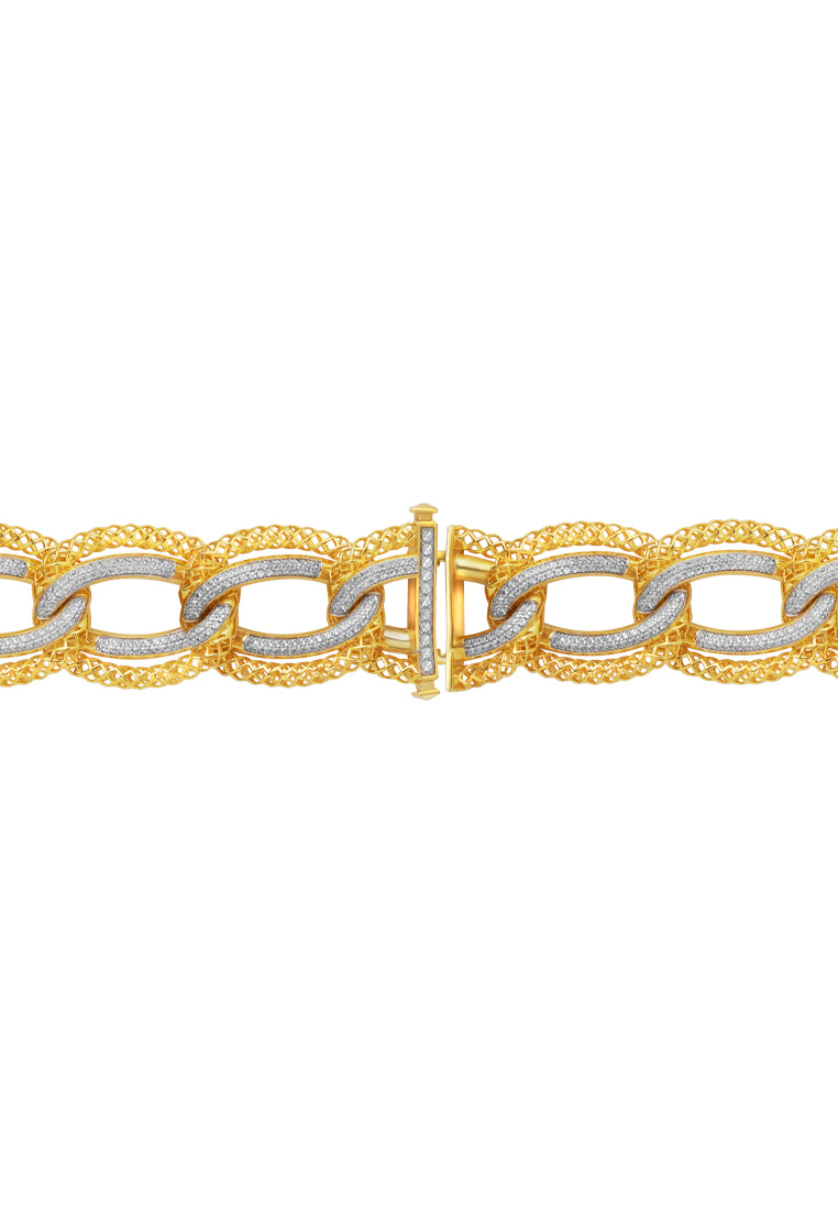 TOMEI Diamond Cut, The Klasik Series Bracelet, Yellow Gold 916