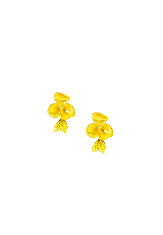 TOMEI x Xifu Flower Earrings, Yellow Gold 999
