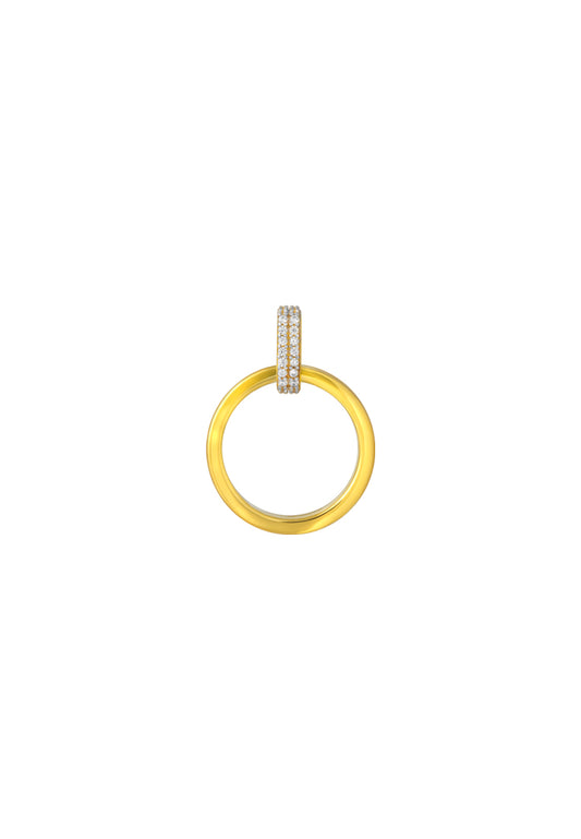 TOMEI Zirconia Circular Pendant, Yellow Gold 916