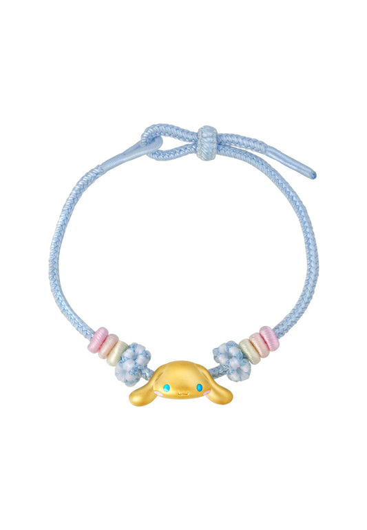 TOMEI X Sanrio Cinnamoroll 5D Charm with Blue Rope Bracelet, Yellow Gold 999