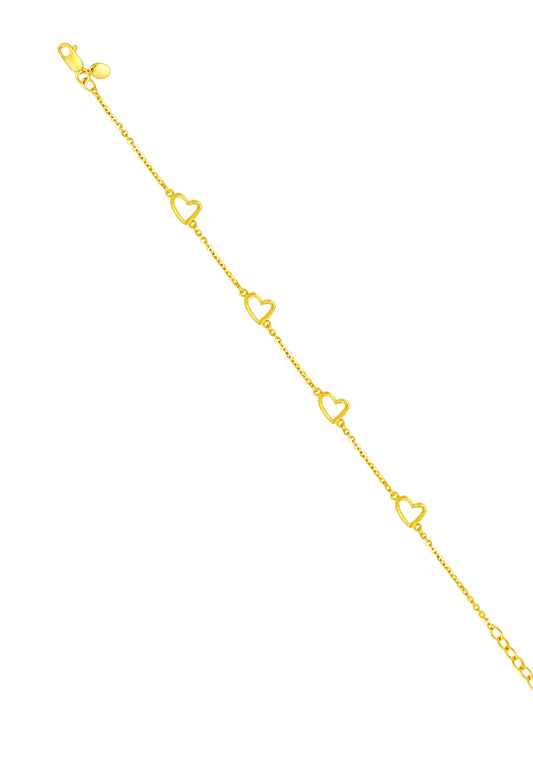 TOMEI Hearts Bracelet, Yellow Gold 916