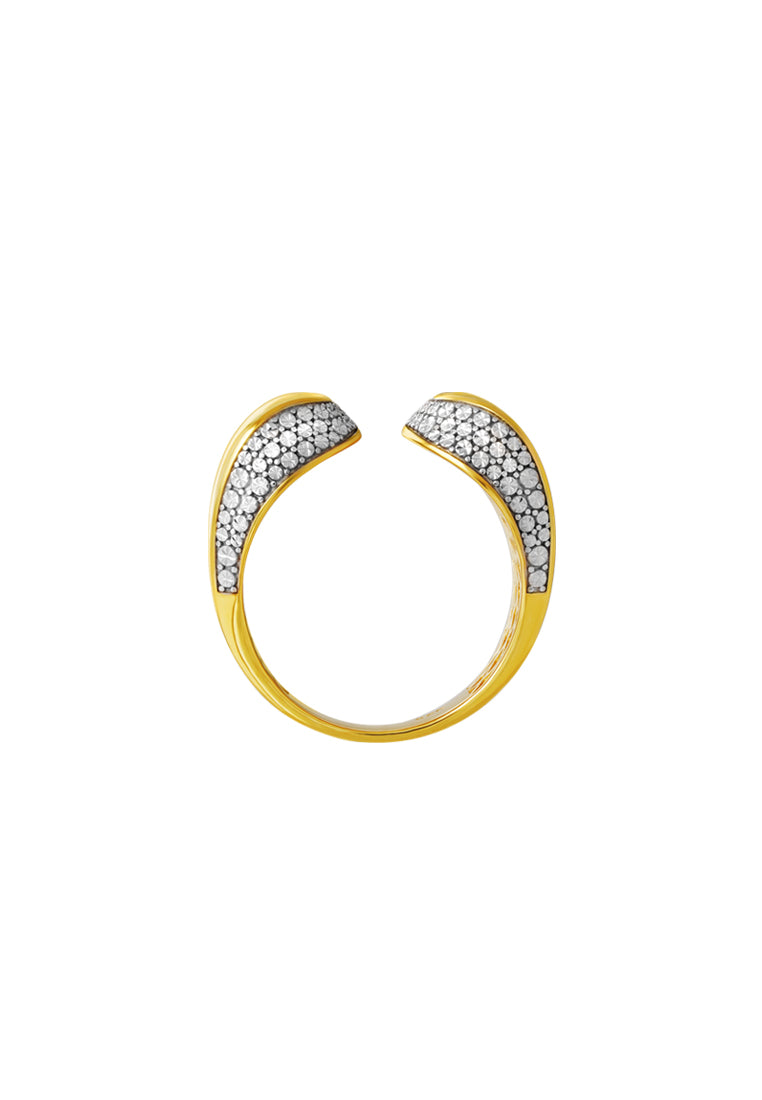 TOMEI Diamond Cut Collection Open Ring, Yellow Gold 916