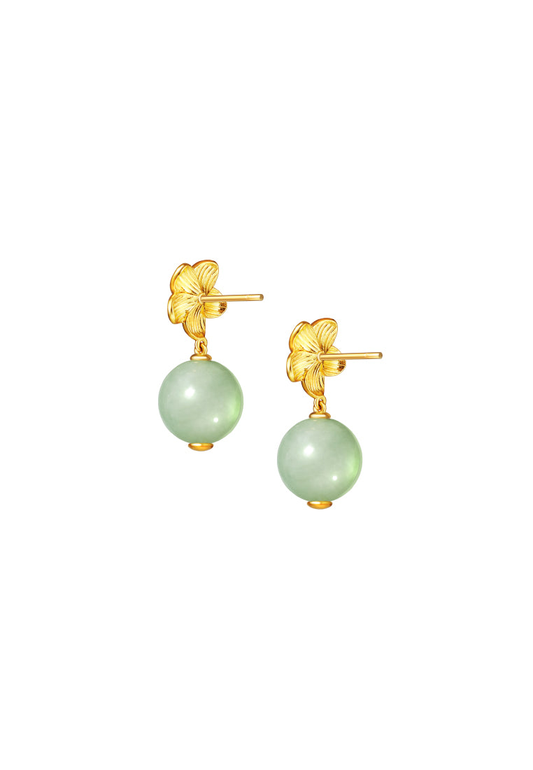 TOMEI The Flower Jade Earrings, Yellow Gold 916