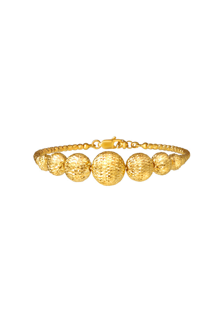 TOMEI Laser Ball Bangle, Yellow Gold 916