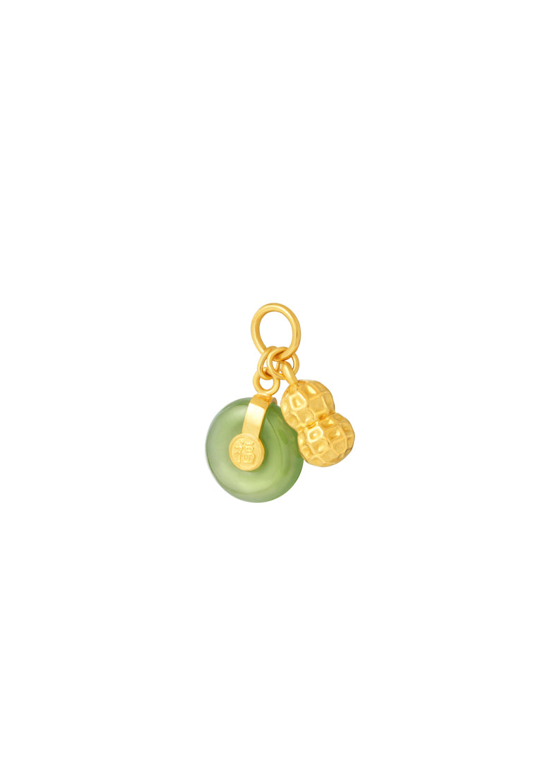 TOMEI Nephrite Peanut Charm, Yellow Gold 999