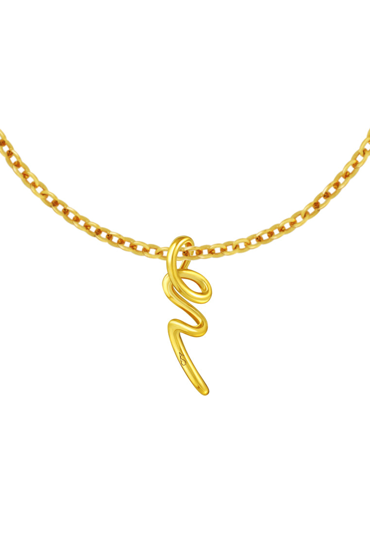 TOMEI Anastasia Curving Pendant, Yellow Gold 916