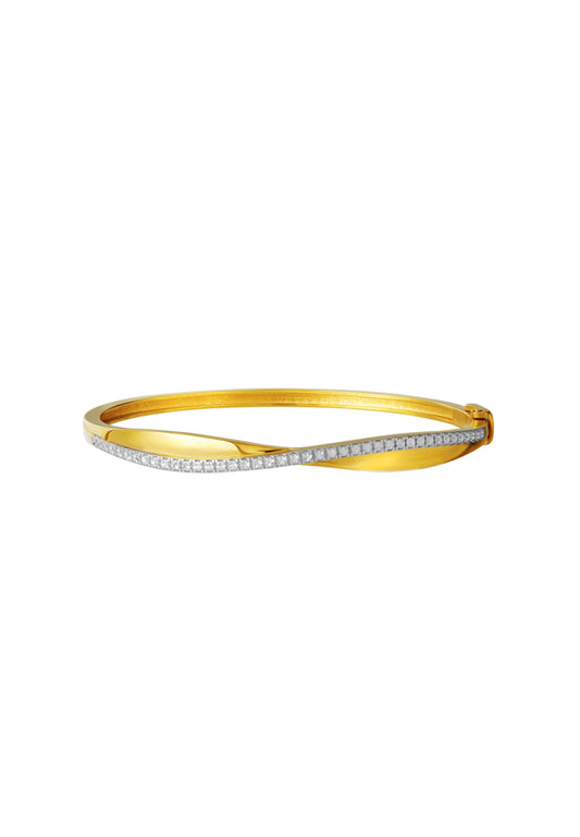 TOMEI Diamond Cut Collection Bangle, Yellow Gold 916