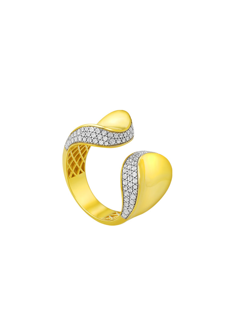 TOMEI Diamond Cut Collection Open Ring, Yellow Gold 916