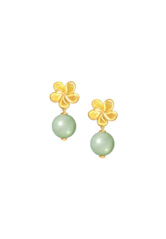 TOMEI The Flower Jade Earrings, Yellow Gold 916