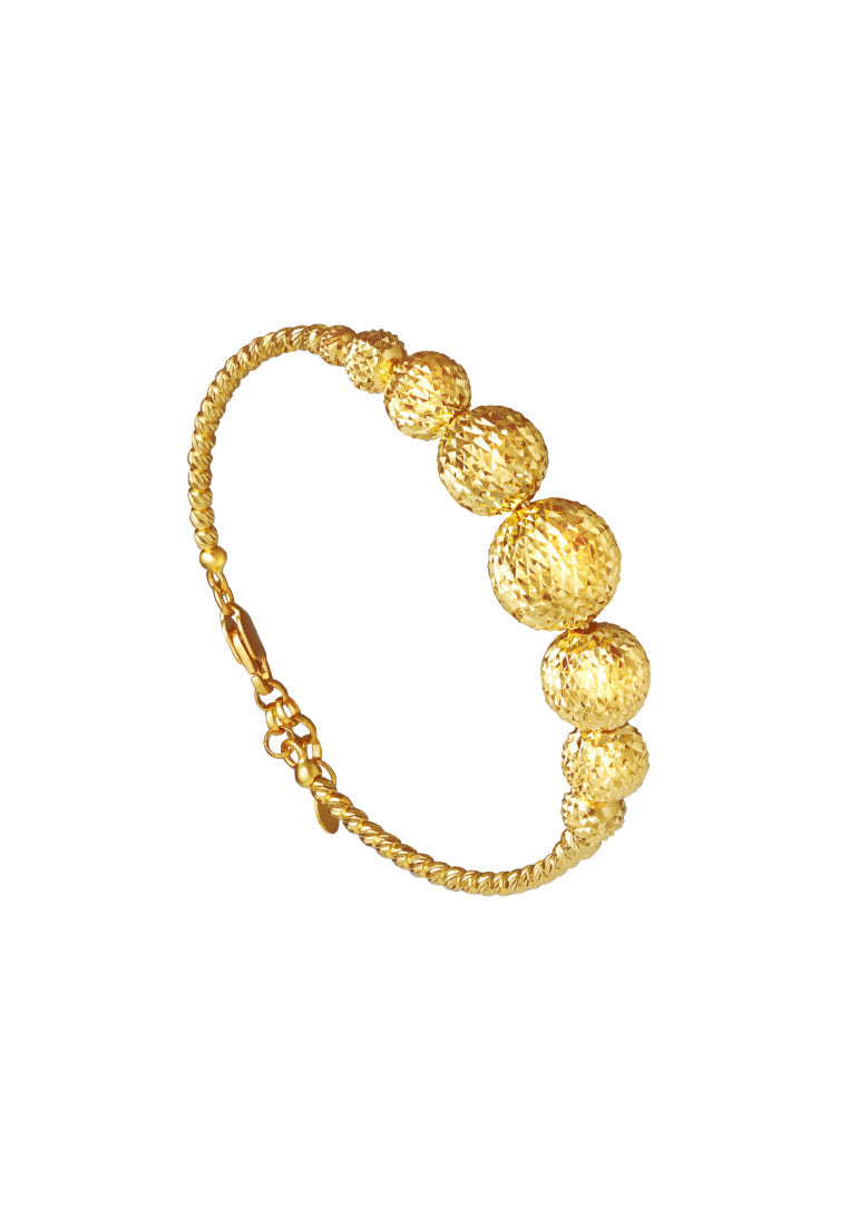 TOMEI Laser Ball Bangle, Yellow Gold 916