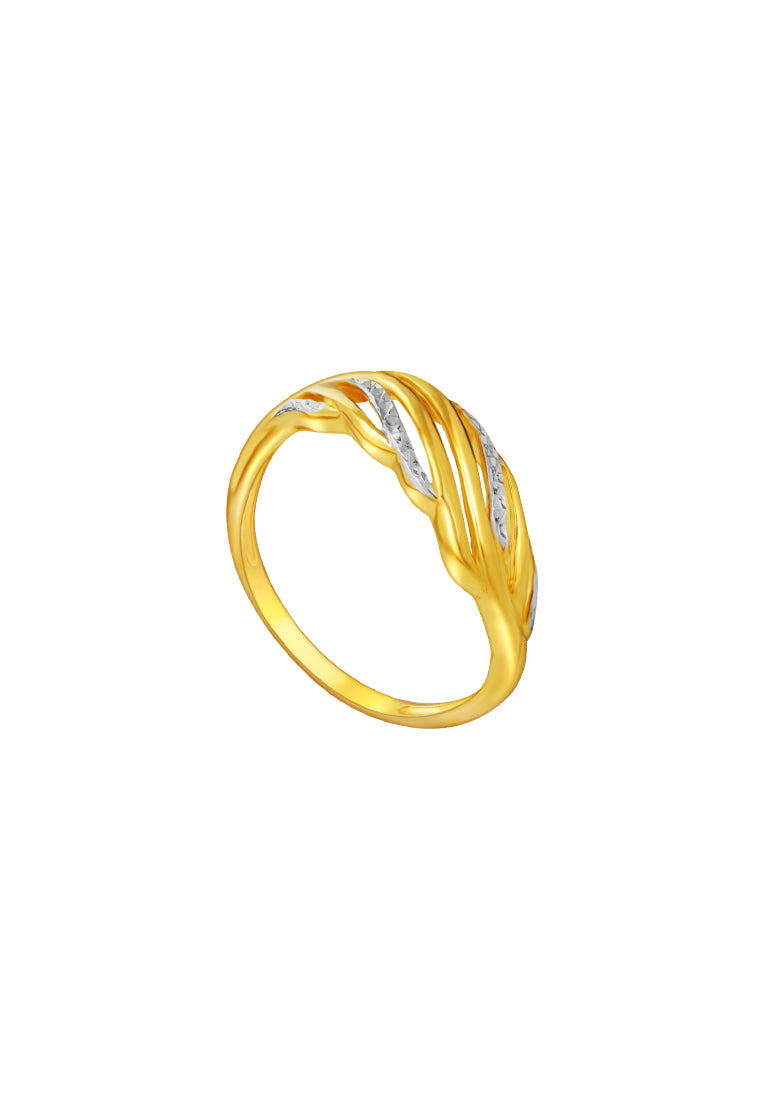 TOMEI Dual-Tone Ring Of Freedom, Yellow Gold 916