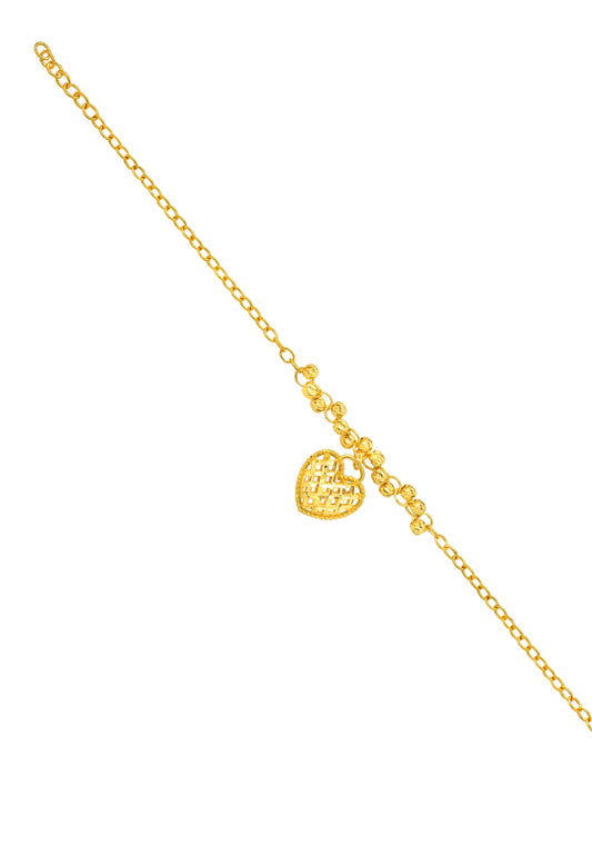 TOMEI Heart Net Bracelet, Yellow Gold 916