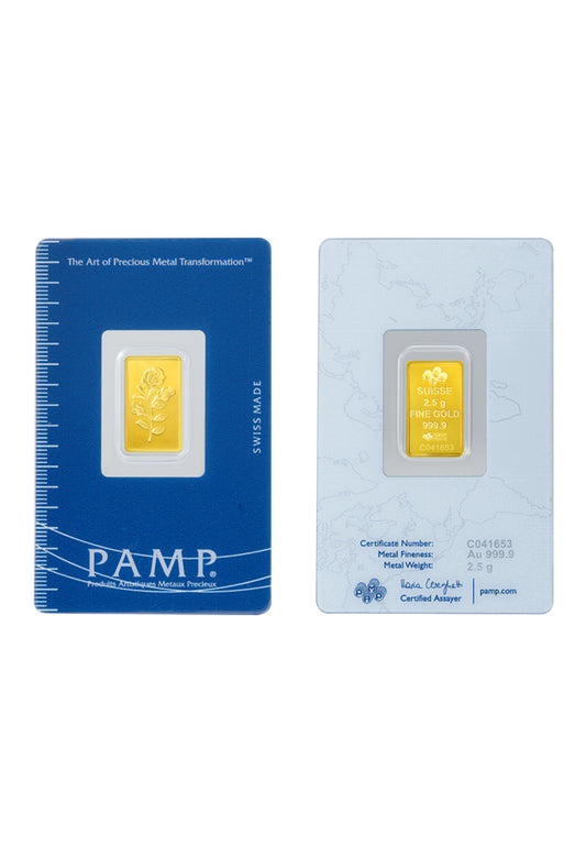 TOMEI x PAMP Suisse Rosa Gold Bar | 2.5 Grams | Fine Gold 9999