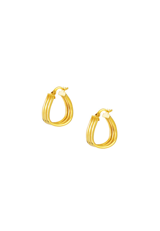 TOMEI Lusso Italia Stripe Loop Earrings, Yellow Gold 916