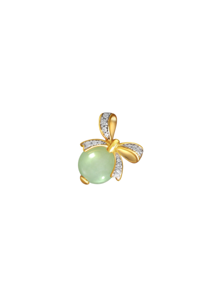 TOMEI Diamond Cut Collection, The Ribbon Jade Pendant, Yellow Gold 916