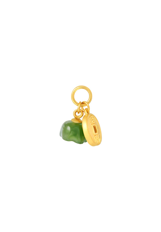 TOMEI Nephrite Vintage Coin Charm, Yellow Gold 999