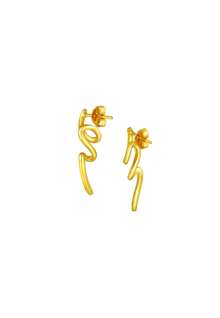 TOMEI Anastasia Curving Earrings, Yellow Gold 916