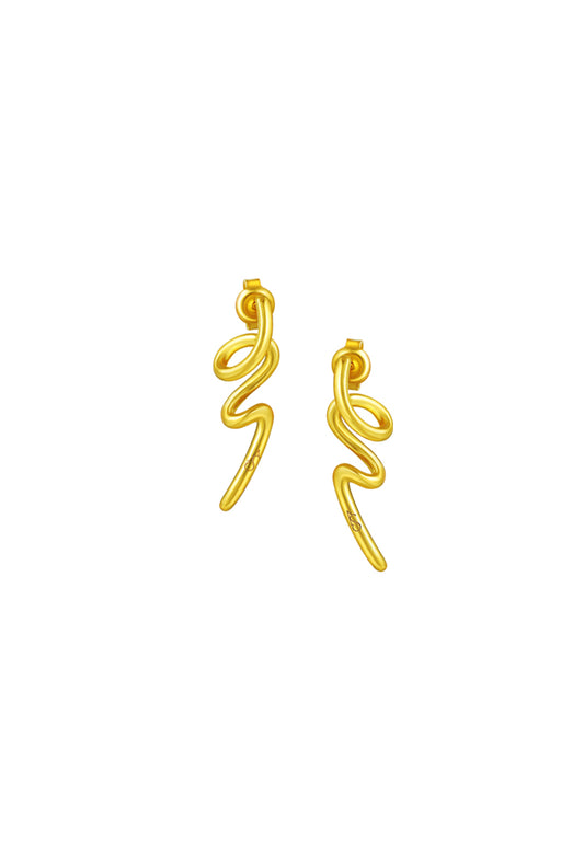 TOMEI Anastasia Curving Earrings, Yellow Gold 916
