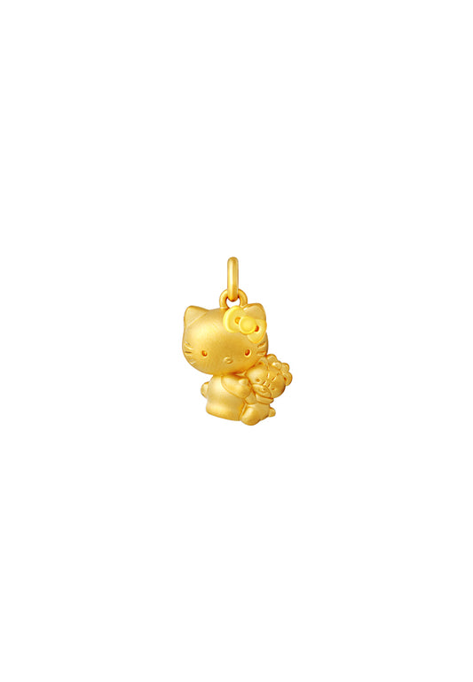 TOMEI X Sanrio Chubby Hello Kitty Pendant, Yellow Gold 999