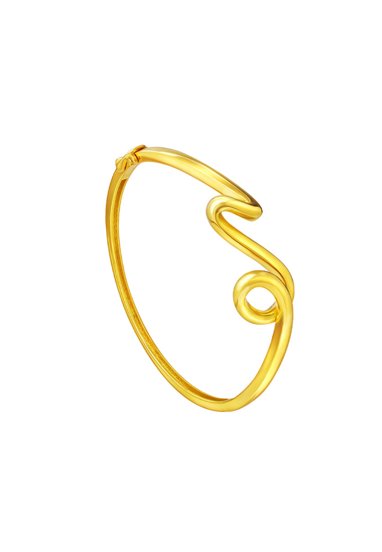 TOMEI Anastasia Curving Bangle, Yellow Gold 916
