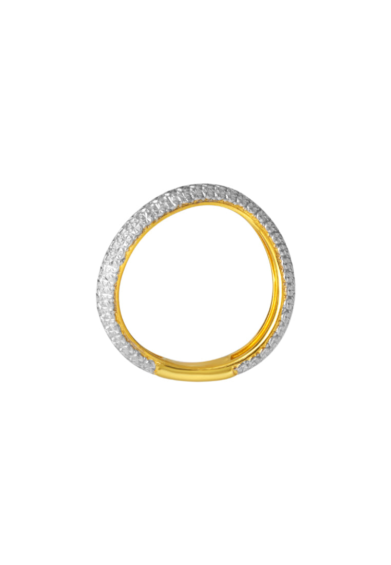 TOMEI Diamond Cut Collection 2-in-1 Curved Ring, Yellow Gold 916