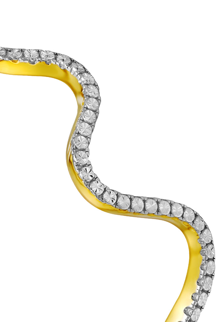 TOMEI Diamond Cut Collection Wavy Bangle, Yellow Gold 916