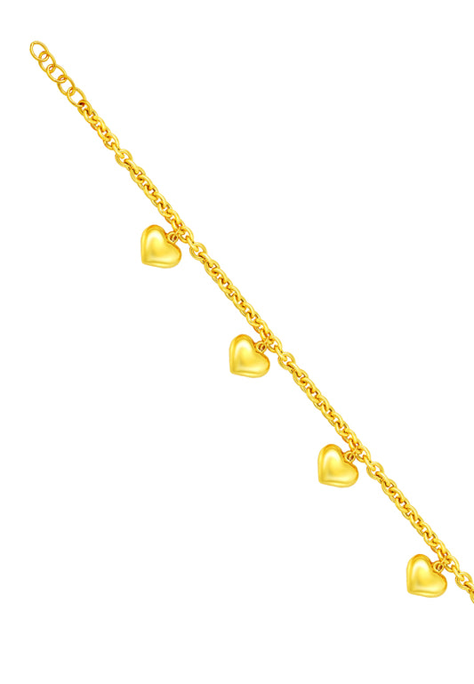 TOMEI Love Charms Bracelet, Yellow Gold 916